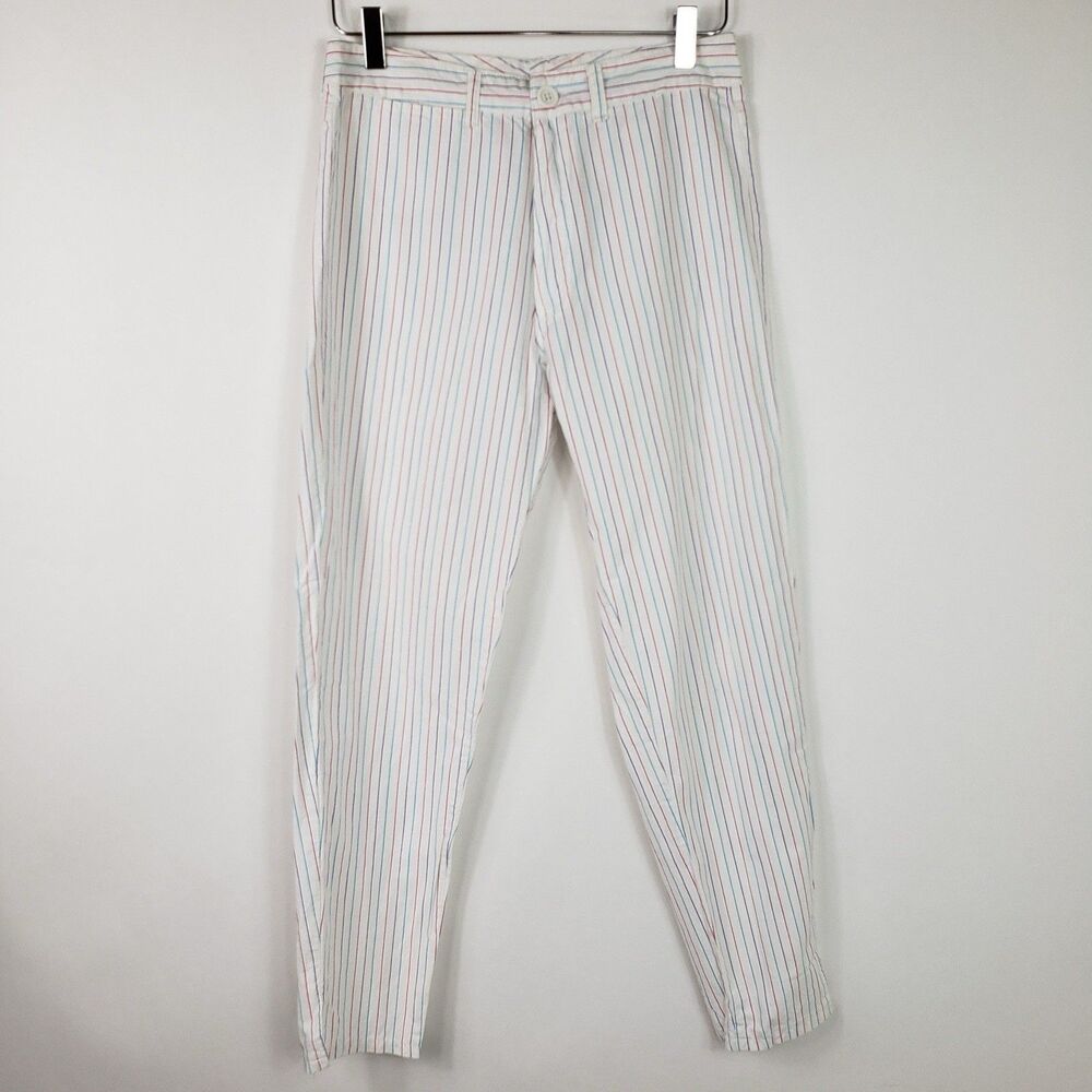 Vintage Joan D'arc Pants Womens 13 25 White Pin Striped Multicolor 70s Kidcore